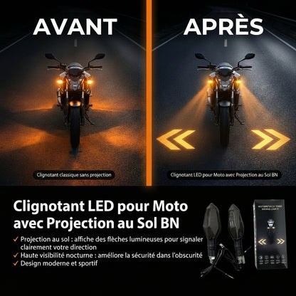 Clignotants LED Moto Haute Visibilité avec Projection de Sécurité au Sol BN
